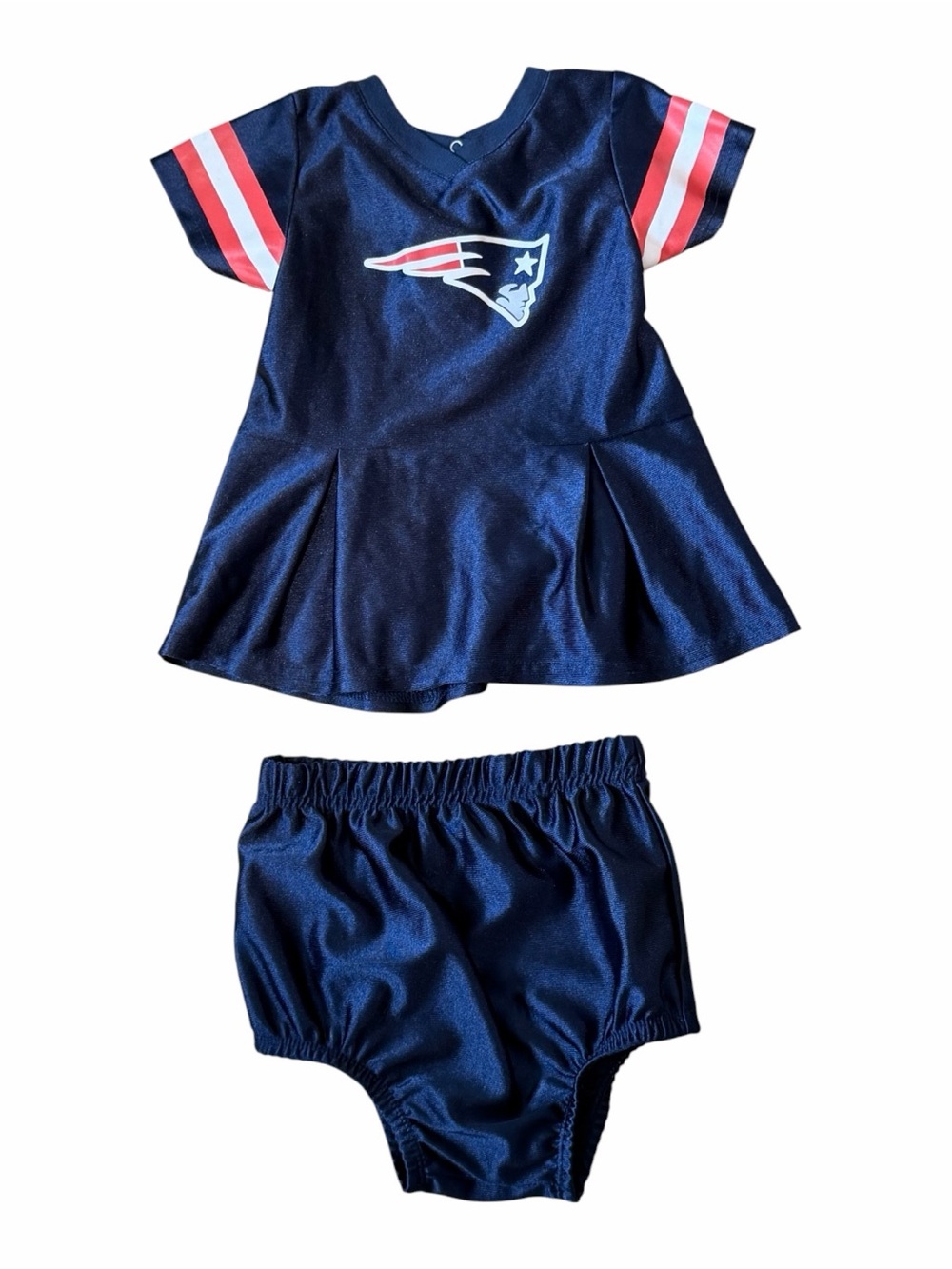 NFL Toddler Girls Navy Blue and Red New England Patriots Dress Set Size 18M
